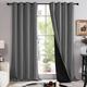 Deconovo 100% Blakcout Curtains Eyelet, Door Curtains Thermal, Satin Curtains 70Inch Drop with Black Liner, Noise Reducing Curtains for Living Room, 55 x 70 Inch(Width x Length), Dark Grey, 1 Pair