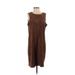 Cupcakes & Cashmere Casual Dress - Sheath Crew Neck Sleeveless: Brown Solid Dresses - Women's Size Small