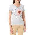 Love Moschino Damen Tight-fitting Short Sleeves "Rollin' With Love" Print T Shirt, Melange Light Gray, 42 EU