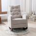 Velvet Rocking Chair with Side Pocket, Comfy Accent Chair with High Back, Upholstered Nursery Rocking Lounge Chair