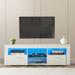 Modern entertainment center with LED lights, high light media TV console with tempered glass shelf