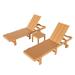 3 Piece Modern Poly Reclining Chaise Lounge With Wheels Teak