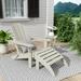 Polytrends Laguna All Weather Poly Outdoor Patio Adirondack Chair Set - with Ottoman and Side Table (3-Piece) Sand