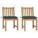 Garden Chairs 2 pcs with Cushions Solid Teak Wood