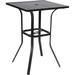 Bilot Patio High Bar Table 39 Height Bistro Table with 1.57 Umbrella Hole Square Outdoor High Top Table Metal Steel Frame and Slat Design (Slatted Table Top) Black