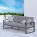 CozyHom 3-Seat Outdoor Aluminum Patio Sofa All-Weather Modern Metal Couch With Removable Water-Resistant Cushions Gray