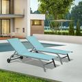 Chaise Lounge Outdoor Set of 2 Lounge Chairs for Outside with Wheels Outdoor Lounge Chairs with 5 Adjustable Position Pool Lounge Chairs for Patio Beach Yard Deck Poolside Turquoise Blue