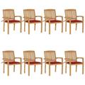 vidaXL 2x Solid Teak Wood Garden Chairs with Cushions Seating Multi Colors