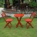 International Caravan Acacia Folding Bistro Set - Barn Red - Set of 3