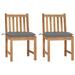 Dcenta Patio Chairs 2 pcs with Cushions Solid Teak Wood