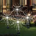 4 Pack Solar Garden Lights Outdoor Waterproof 8 Modes Solar Powered Firework Stake Lights 120 LED Sparklers Solar Outside Lights for Yard Pathway Flowerbed Decor (Cool White)