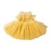 Tosmy Toddler Baby Girl Dress Lace Sleeveless Dress Solid Color Bow Dress Princess Puffy Dress Suitable For Wedding Party Prom Party Dresses