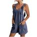 REORIAFEE Playsuits for Women Summer V Neck Sleeveless Romper Solid Color Suspenders Jumpsuit for Women 2023 Suspender Short Jumpsuit Women Jumpsuits Summer Navy M