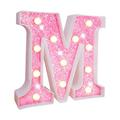 LED Marquee Letter Lights Light Up Pink Letters Glitter Alphabet Letter Sign Battery Powered for Night Light Birthday Party Wedding Girls Gifts Home Bar Christmas Decoration Pink Letter M