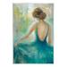 Stupell Industries Woman Green Dress Painting Beauty & Fashion Painting Unframed Art Print Wall Art