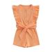 Suanret Toddler Kids Girls Jumpsuit Sleeveless Rib Knit Romper Summer Casual Clothes Bodysuits with Belt Orange 2-3 Years