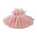 Tosmy Toddler Baby Girl Dress Lace Sleeveless Dress Solid Color Bow Dress Princess Puffy Dress Suitable For Wedding Party Prom Party Dresses