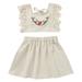 Summer Toddler Girls Sleeveless Floral Embroidery Lace Tops Skirt Two Piece Outfits Set For Kids Clothes Thanksgiving Outfit Girl Pant Outfit