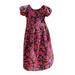 Tosmy Toddler Girls Clothes Print Ruffle Trim Crew Neck Puff Sleeve Flared A Line Floral Dress Party Dresses