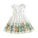 Tosmy Toddler Girl Dress Summer Ruffle Crew Neck Sleeveless Floral Embroidery Print Lace Hem Dress Princess Dress Kids Casual Dresses