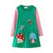 Tosmy Girls Clothes Toddler s Long Sleeve Dress A Line Cartoon Appliques Print Flared Skater Dress Cotton Dress Outfit Kids Casual Dresses