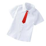 QIPOPIQ Clearance Toddler Boys Clothes Boys School Uniform Dress Shirt Short Sleeve Button-Up Tie Oxford Shirt