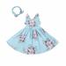 Tosmy European Dresses Summer Cotton Printed Dresses Children s Sleeveless Ruffled Hem Extra Long Hem Party Dresses