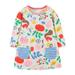 Tosmy Girls Clothes Toddler s Long Sleeve Dress Cartoon Appliques Print A Line Flared Skater Dress Cotton Dress Outfit Party Dresses