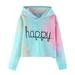 Hoodies Tops Girls Sleeve Letter Tie Dyed Clothes Teen Kids Long Sweatshirts Pullover Short Girls Tops Comfy Jr