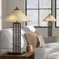 Franklin Iron Works Metro Collection 23 1/2 High Planes n Posts Farmhouse Rustic Table Lamps Set of 2 Pull Chain Art Glass