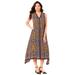 Plus Size Women's Hanky-Hem Dress by Roaman's in Multi Ornate Scarf (Size 32 W)
