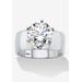 Women's 4 Tcw Round Cubic Zirconia Solitaire Ring In .925 Sterling Silver by PalmBeach Jewelry in Silver (Size 10)
