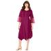 Plus Size Women's Embroidered Acid-Wash Boho Dress by Roaman's in Berry Twist (Size 24 W)