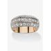 Women's 1.68 Tcw Round Cubic Zirconia Triple Row Ring In Gold-Plated by PalmBeach Jewelry in Gold (Size 9)