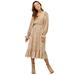 Plus Size Women's Smocked Waist Midi Dress by ellos in Beige Rust Ditsy Floral (Size 14)