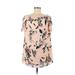 Charlotte Russe Casual Dress - Shift Boatneck Short sleeves: Pink Floral Dresses - Women's Size Medium