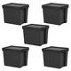 [Pack of 5] Heavy Duty 100% Recycled Black BAM Containers with Airtight Snap Lid Stackable Strong Storage Box Organiser Stationery Toys Shoes Storage Box for Home Office (24 Litre Black Bam)