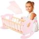 Green series Kinderplay Wooden Dolls Cradle - Wooden Baby Doll Bed | Baby Dolls Cot | Cradle Set with Quilt, Pillow and Bed Sheet, Max. Doll Length 49.5 cm | Doll Accessories, GS2101