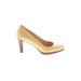 Cole Haan Heels: Pumps Chunky Heel Boho Chic Tan Print Shoes - Women's Size 6 1/2 - Almond Toe