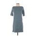 Lou & Grey Casual Dress - Shift: Blue Stripes Dresses - Women's Size Small