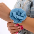 Bracelet Élégant en Denim Bleu avec Grande Fleur pour Femme Accessoire de Cowboy Ancien Cadeau à