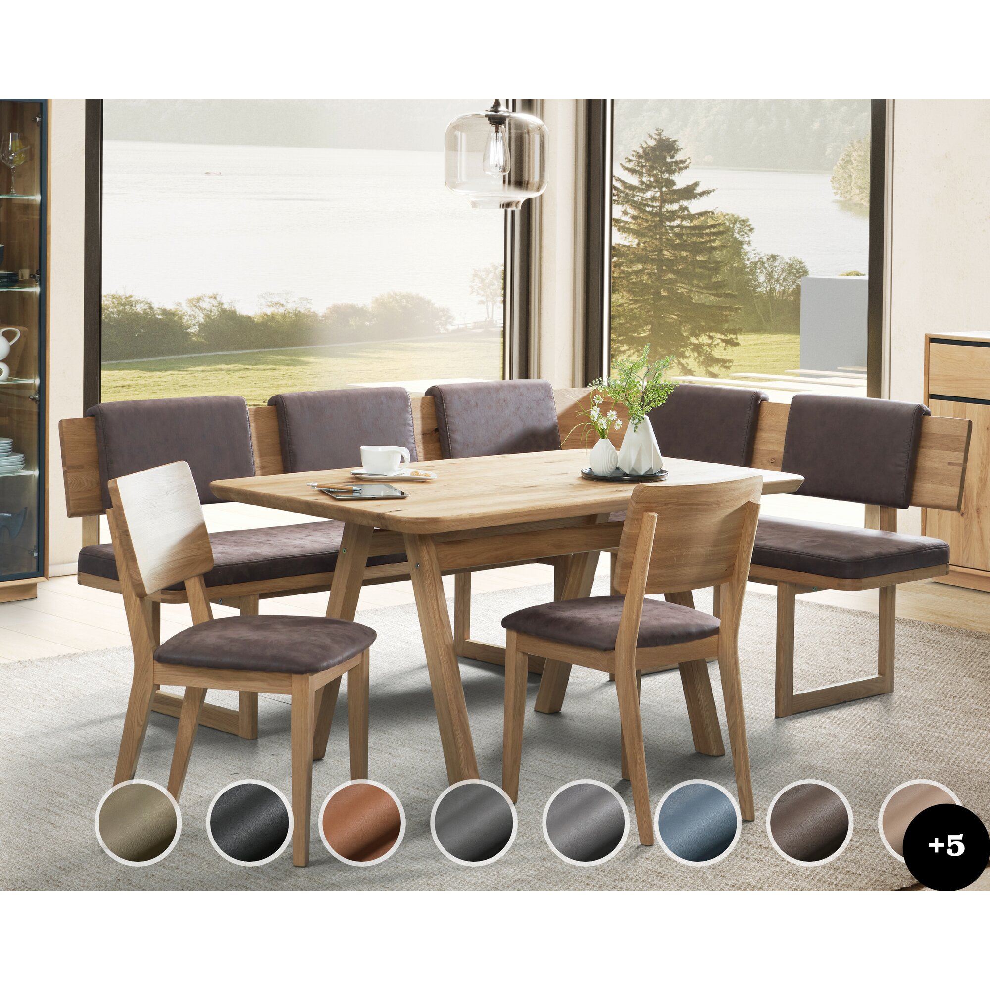 Schösswender »Deven« Eckbankgruppe I Gavin 201 olive / Wildeiche Samtlack