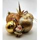 Vintage Christmas tree ornaments: three glass baubles and various others, gold theme, tree ornaments, Christmas ornaments, retro Christmas