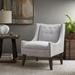 Modern Upholstered Button Tufted Accent Chair, Linen Fabric Sofa Chairs for Bedroom, Living Room, Comfy Reading Chair, Grey