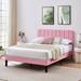 VECELO Height Adjustable Upholstered Bed Frame,Wood Slat, Twin Full Queen Size Bed