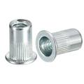 1/4-20 Rivet Nuts 50 Pack Zinc Plated Carbon Steel Knurled Flat Head Threaded Insert Nuts for Metal Plastic