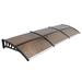 300 x 96cm Outdoor Door Awning Household Application Window Awning Porch Awning Patio Canopy Waterproof Eaves Canopy Aluminum Holder Polycarbonate Panels Brown Board & Black Holder