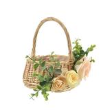 Homemaxs 1PC Village Wedding Flower Basket Decor Vintage American Style Wedding Flower Basket Delicate Flower Boy Tote Flower Basket Chic Scattering Petals Basket Wedding Party Photo Props