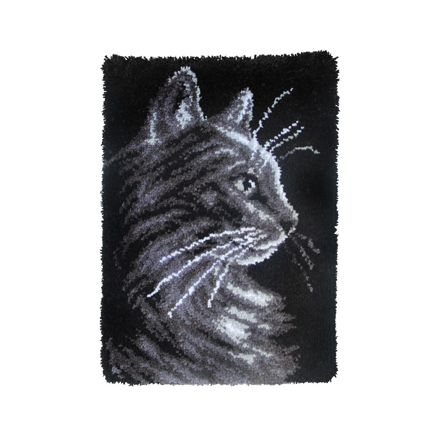 buttinette Knüpfteppich Katze S/W