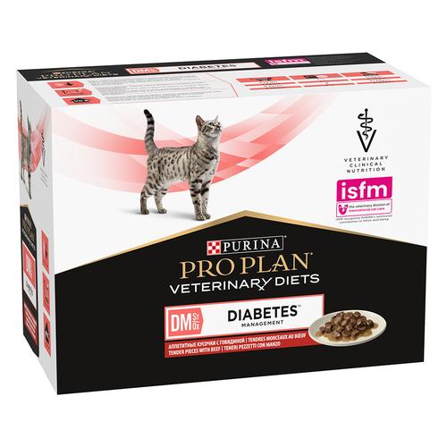 10x85g PURINA PRO PLAN Veterinary Diets Feline DM ST/OX - Diabetes Management Rind Katzenfutter nass